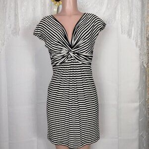 *3/$15 Max Studio Striped Wrap Front Navy White Dress M